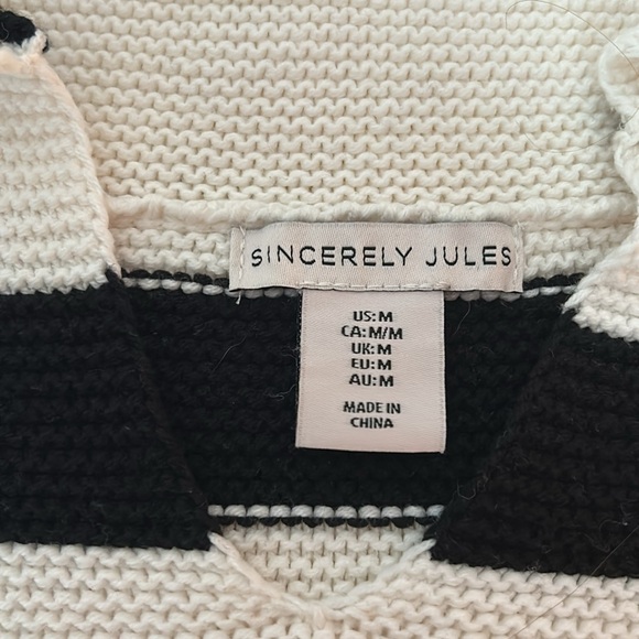 Sincerely Jules Striped Collared V-Neck Sweater - Picture 2 of 8